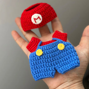 Mario-Inspired Crochet Doll Outfit – 3-Piece Handmade Set for 7” Plush Toys