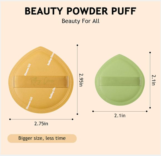 2PC Premium Skin-Friendly Powder Puff 🌸 - Wet & Dry Use 💧, Soft as Baby's Skin 🍼, Continuous Powder Release 🌿
