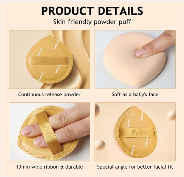 2PC Premium Skin-Friendly Powder Puff 🌸 - Wet & Dry Use 💧, Soft as Baby's Skin 🍼, Continuous Powder Release 🌿