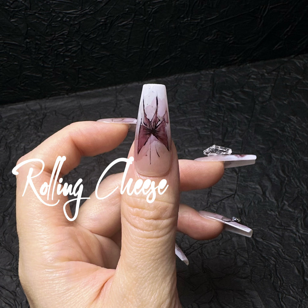 🦋 Gothic Romance Press-On Nails – Butterfly & Rose Design
