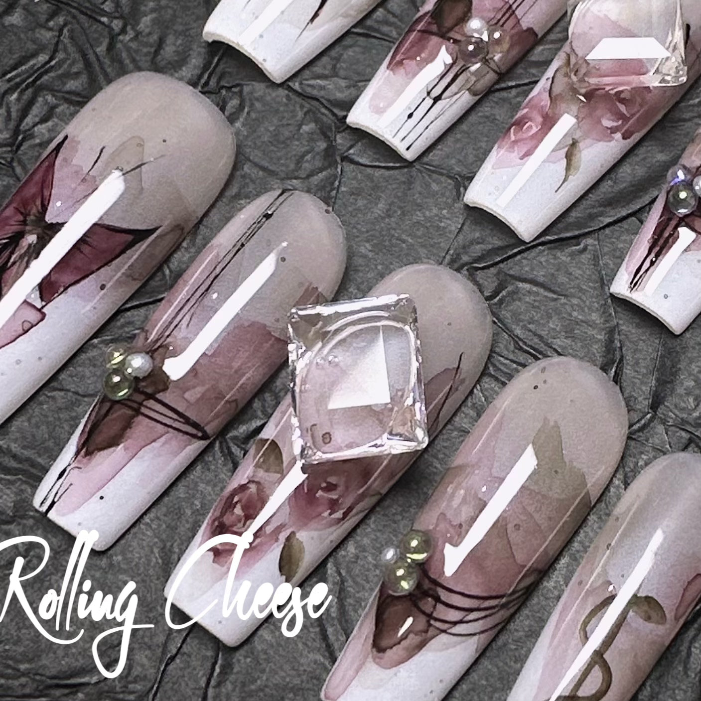 🦋 Gothic Romance Press-On Nails – Butterfly & Rose Design