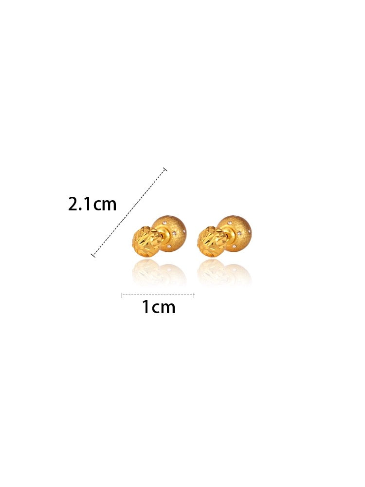 ✨ Elegant Double-Ball Gold Stud Earrings 💛 – Textured & Faceted Design