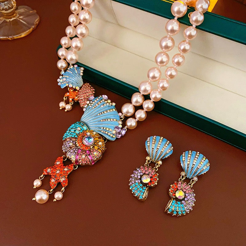 Luxury Pearl & Ocean Shell Statement Necklace – Mermaidcore Glam