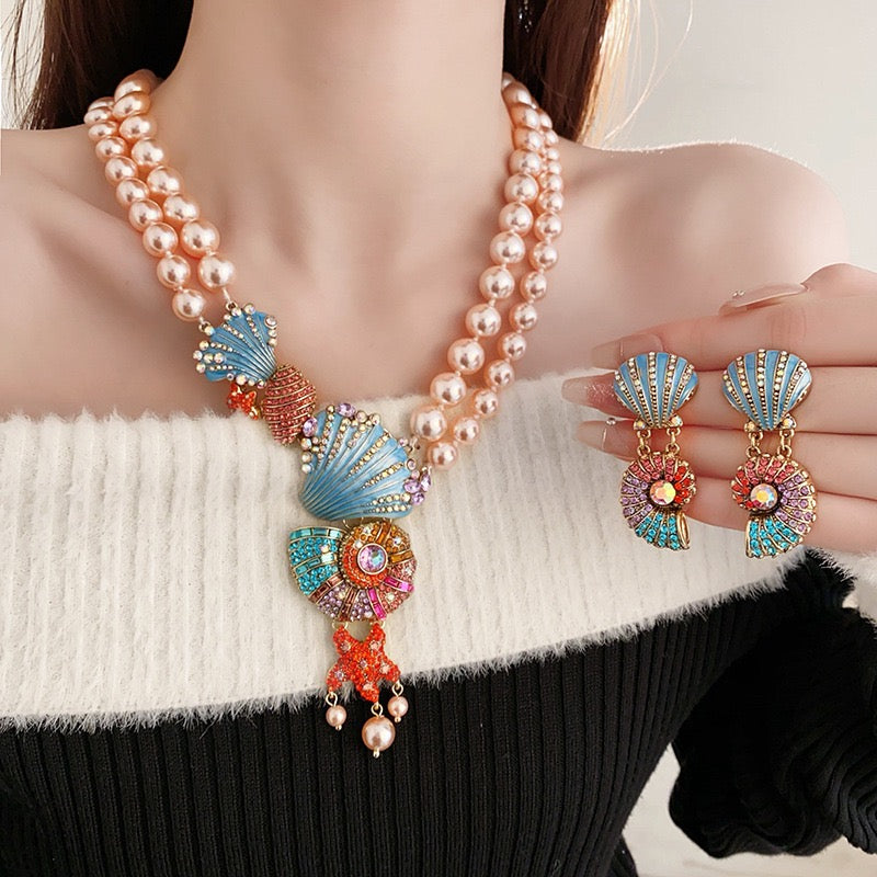 Luxury Pearl & Ocean Shell Statement Necklace – Mermaidcore Glam