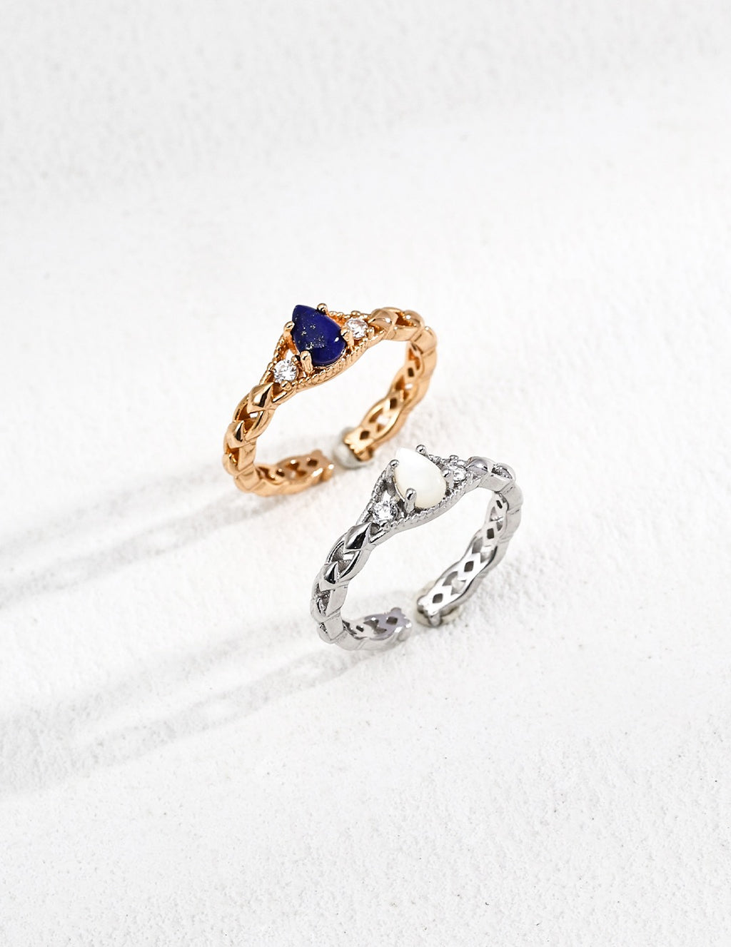 💍S925 Vintage Gemstone Ring – Lapis Lazuli / Mother of Pearl