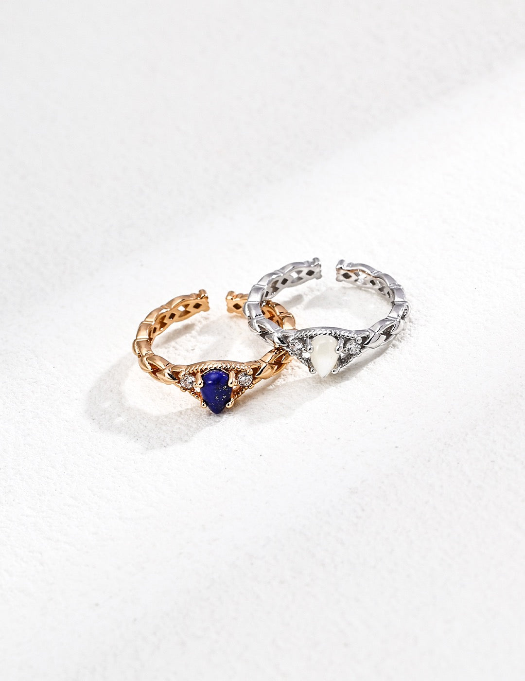 💍S925 Vintage Gemstone Ring – Lapis Lazuli / Mother of Pearl