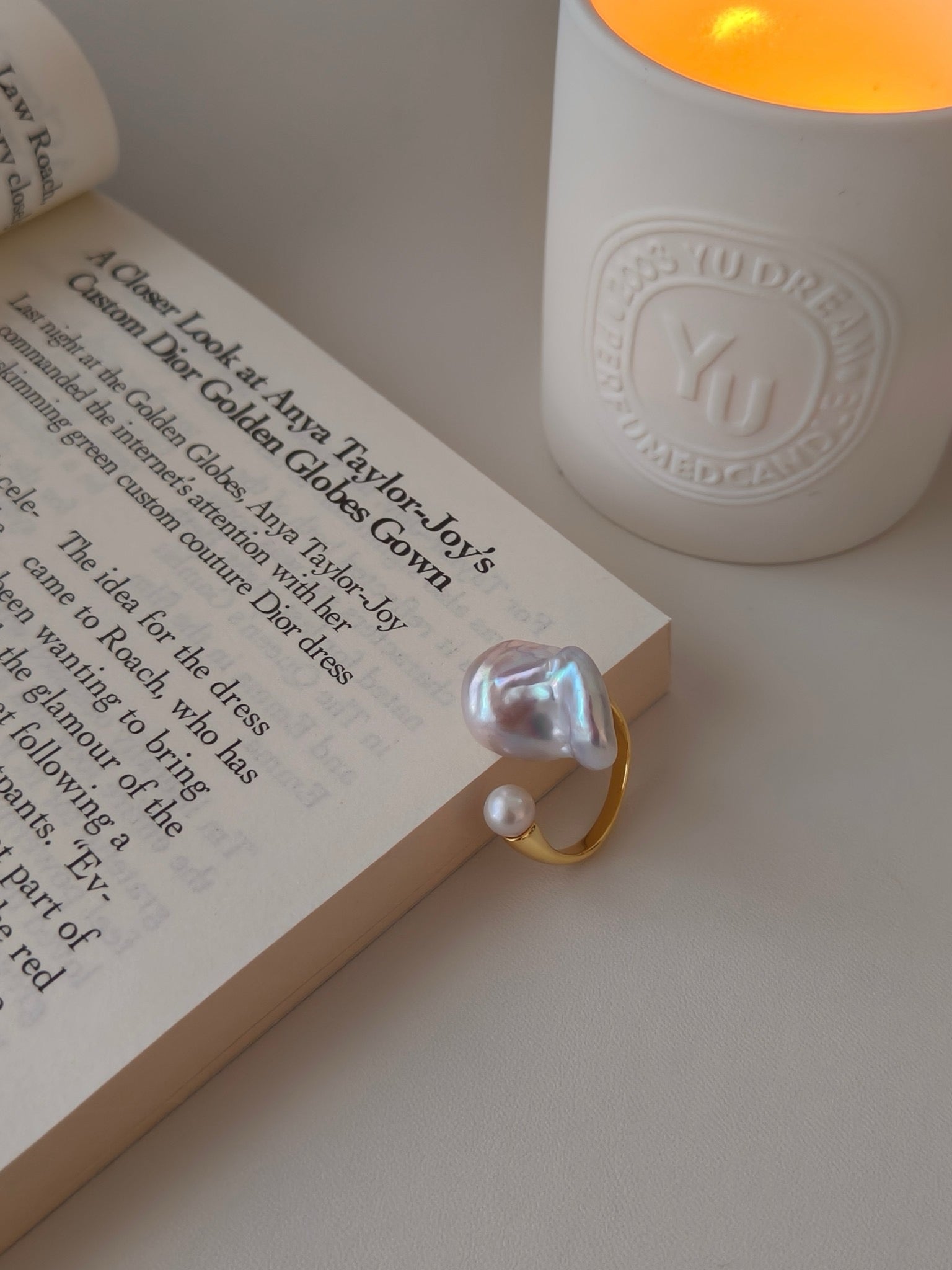 💍14K Gold-Filled Baroque Pearl Ring – Adjustable Minimalist Statement Design