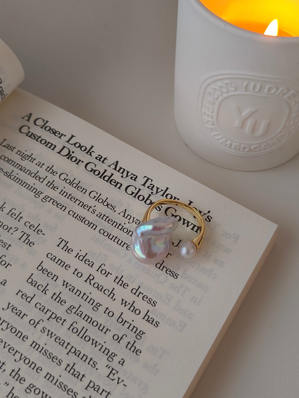 💍14K Gold-Filled Baroque Pearl Ring – Adjustable Minimalist Statement Design