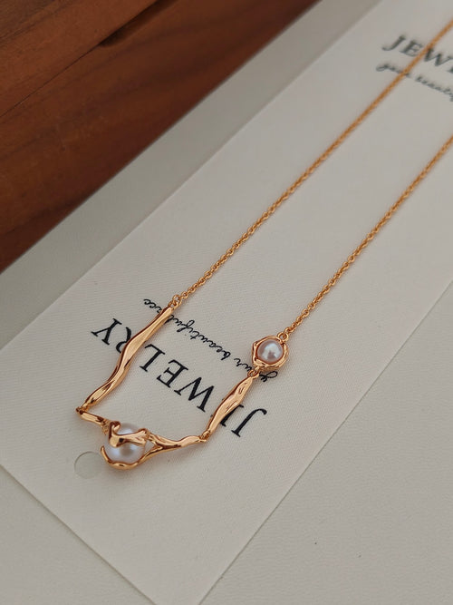 18K Gold Vermeil Freshwater Pearl Necklace – Minimalist S925 Statement Jewelry