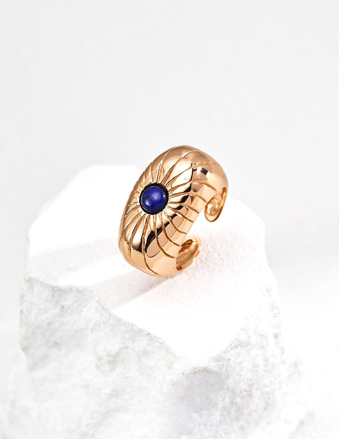 💍S925 Retro Carved Gemstone Ring – Lapis Lazuli / Mother-of-Pearl