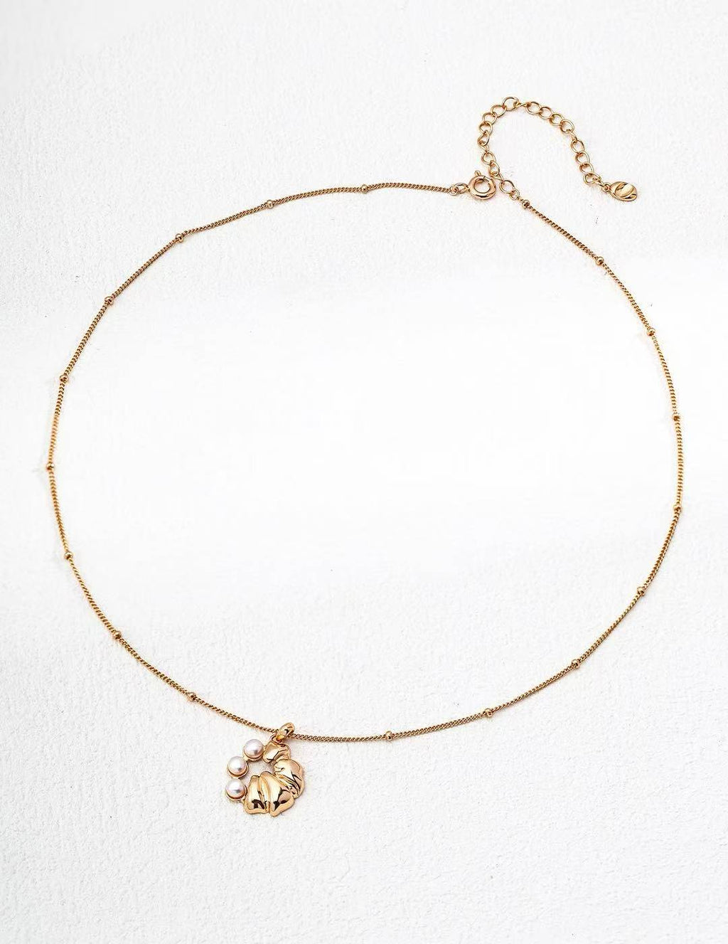 S925 Vintage Gold Pearl Pendant Necklace – Adjustable Retro Baroque Jewelry