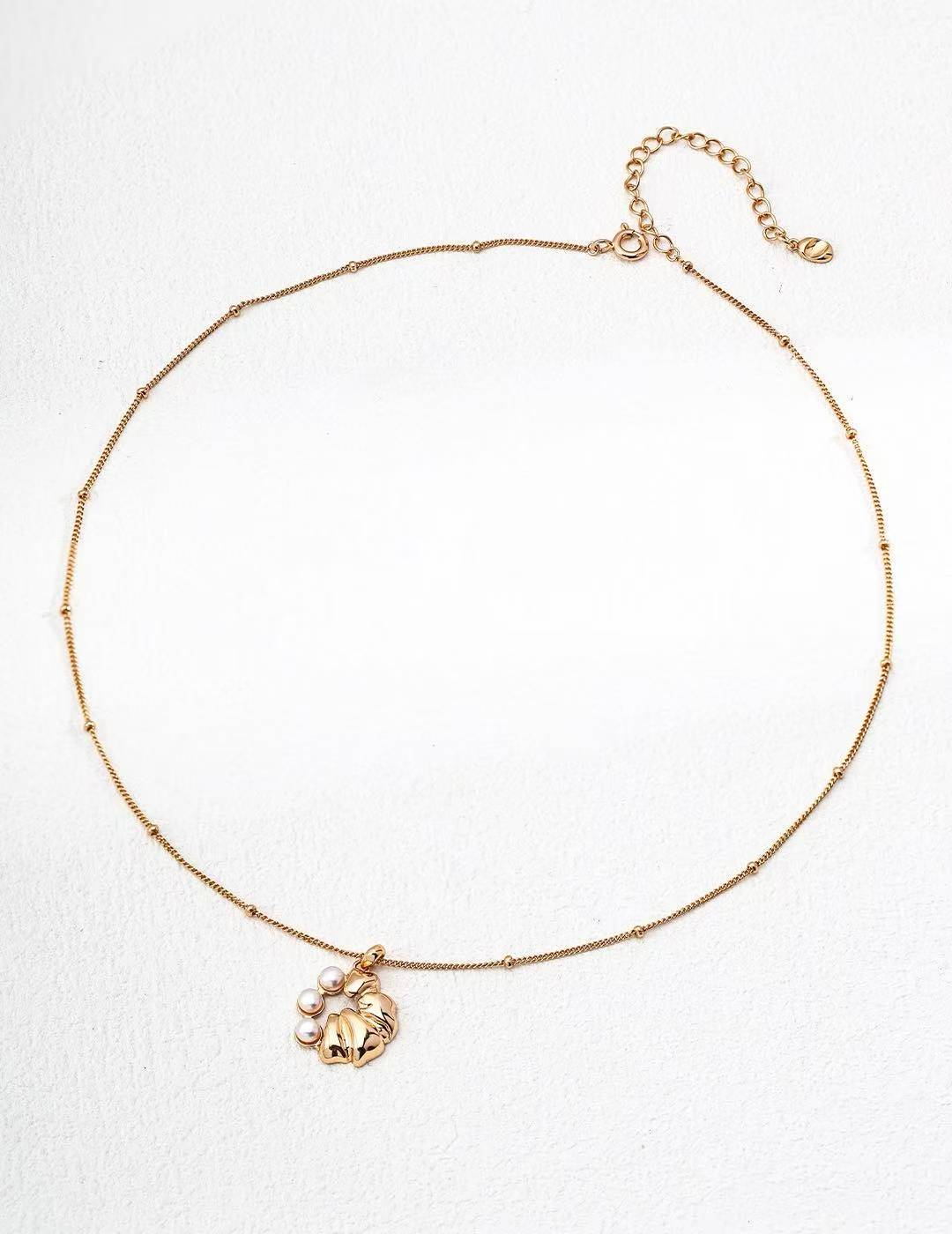 S925 Vintage Gold Pearl Pendant Necklace – Adjustable Retro Baroque Jewelry