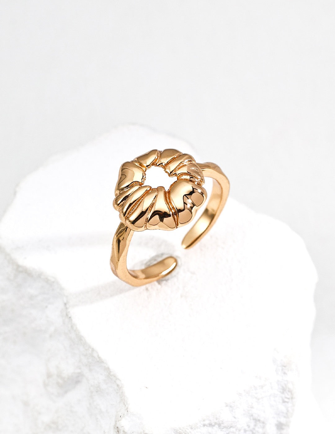S925 Vintage Adjustable Gold Ring – Open Band Retro Statement Jewelry