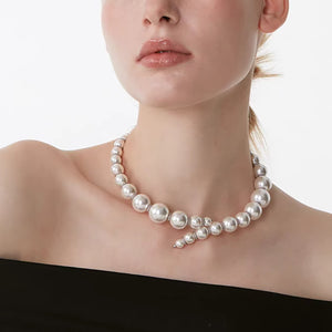 Elegant 40cm Baroque Pearl Necklace – Handmade Crystal & Copper Design