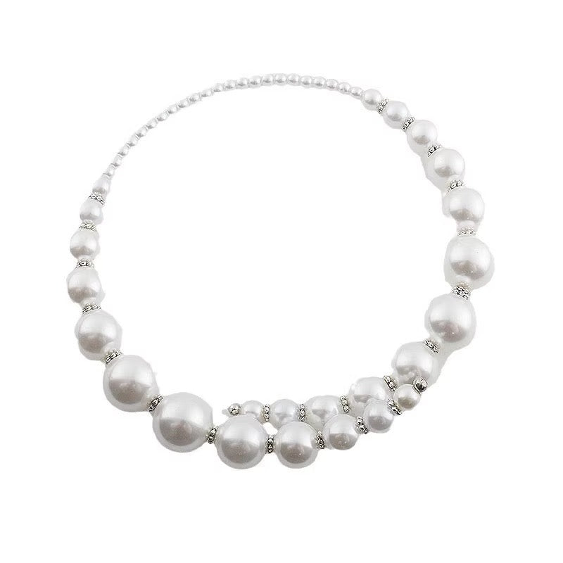 Elegant 40cm Baroque Pearl Necklace – Handmade Crystal & Copper Design