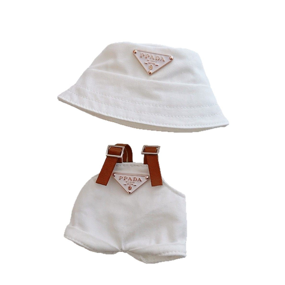 Bucket Hat & Overalls Set for 17cm Dolls | Labubu-Style Clothes