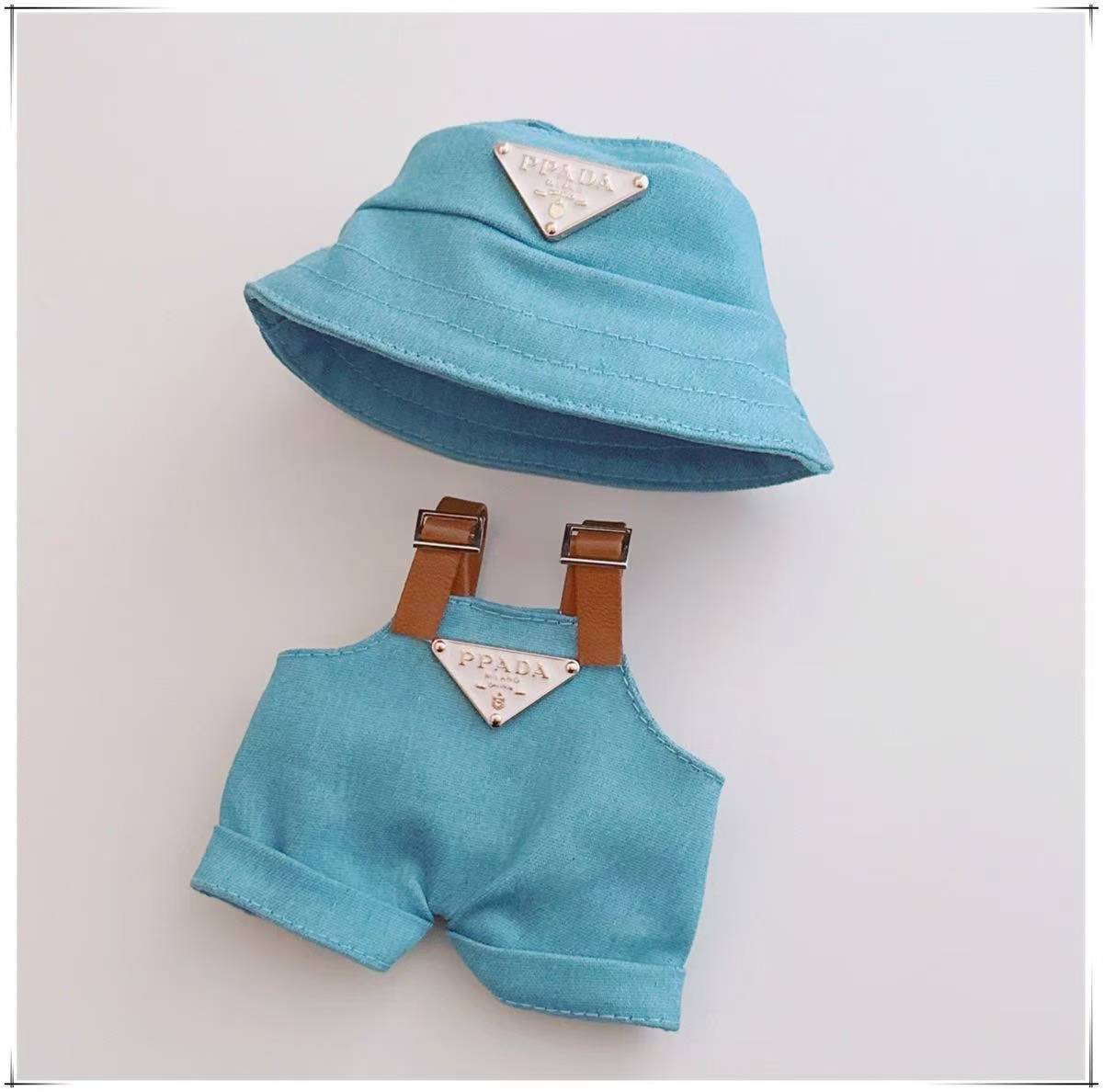 Bucket Hat & Overalls Set for 17cm Dolls | Labubu-Style Clothes