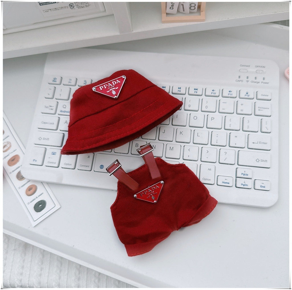 Bucket Hat & Overalls Set for 17cm Dolls | Labubu-Style Clothes