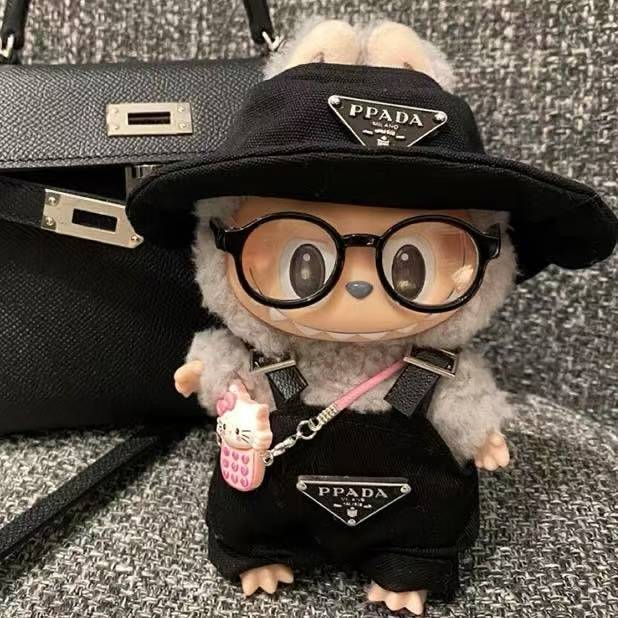 Bucket Hat & Overalls Set for 17cm Dolls | Labubu-Style Clothes