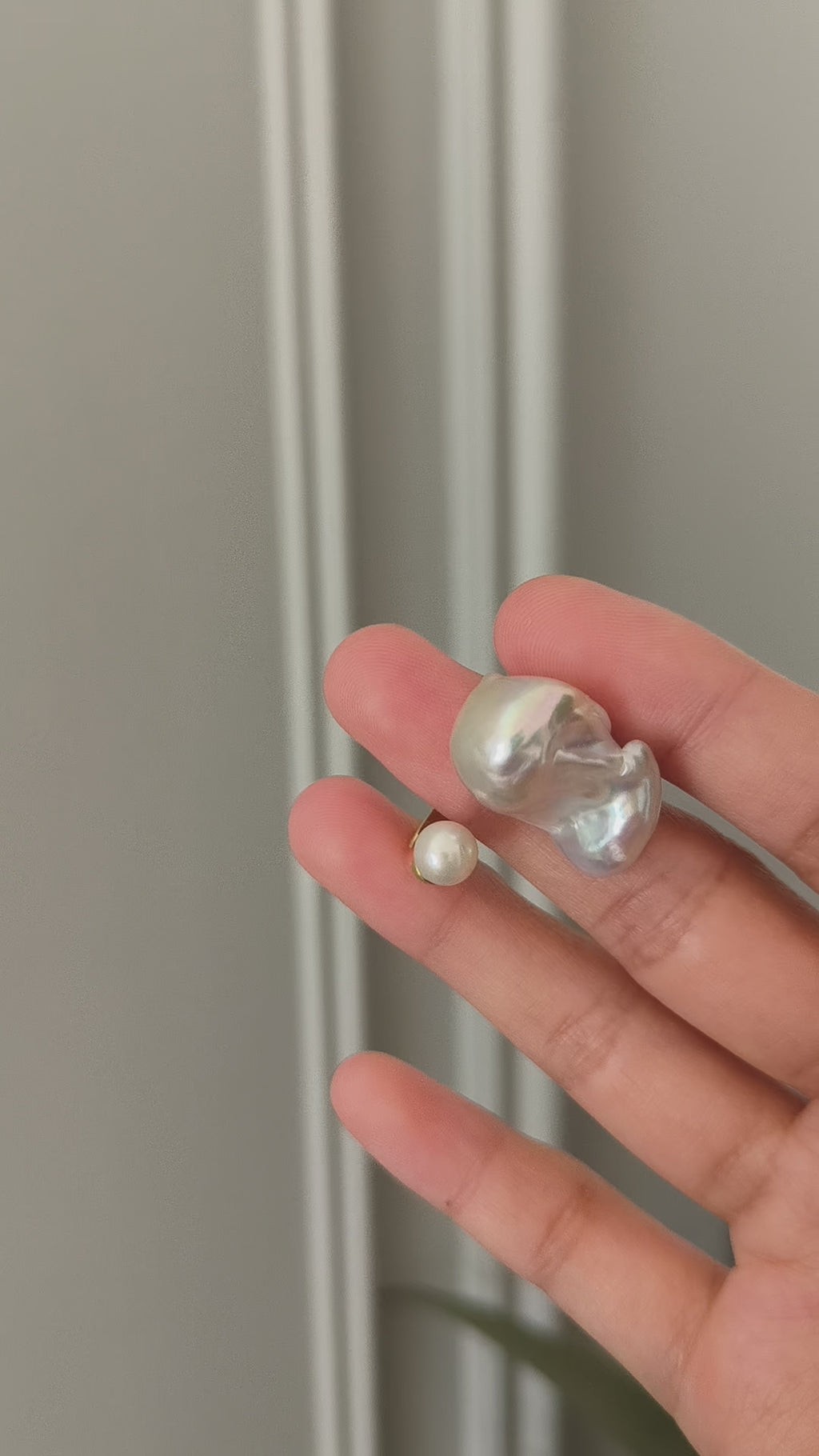 💍14K Gold-Filled Baroque Pearl Ring – Adjustable Minimalist Statement Design