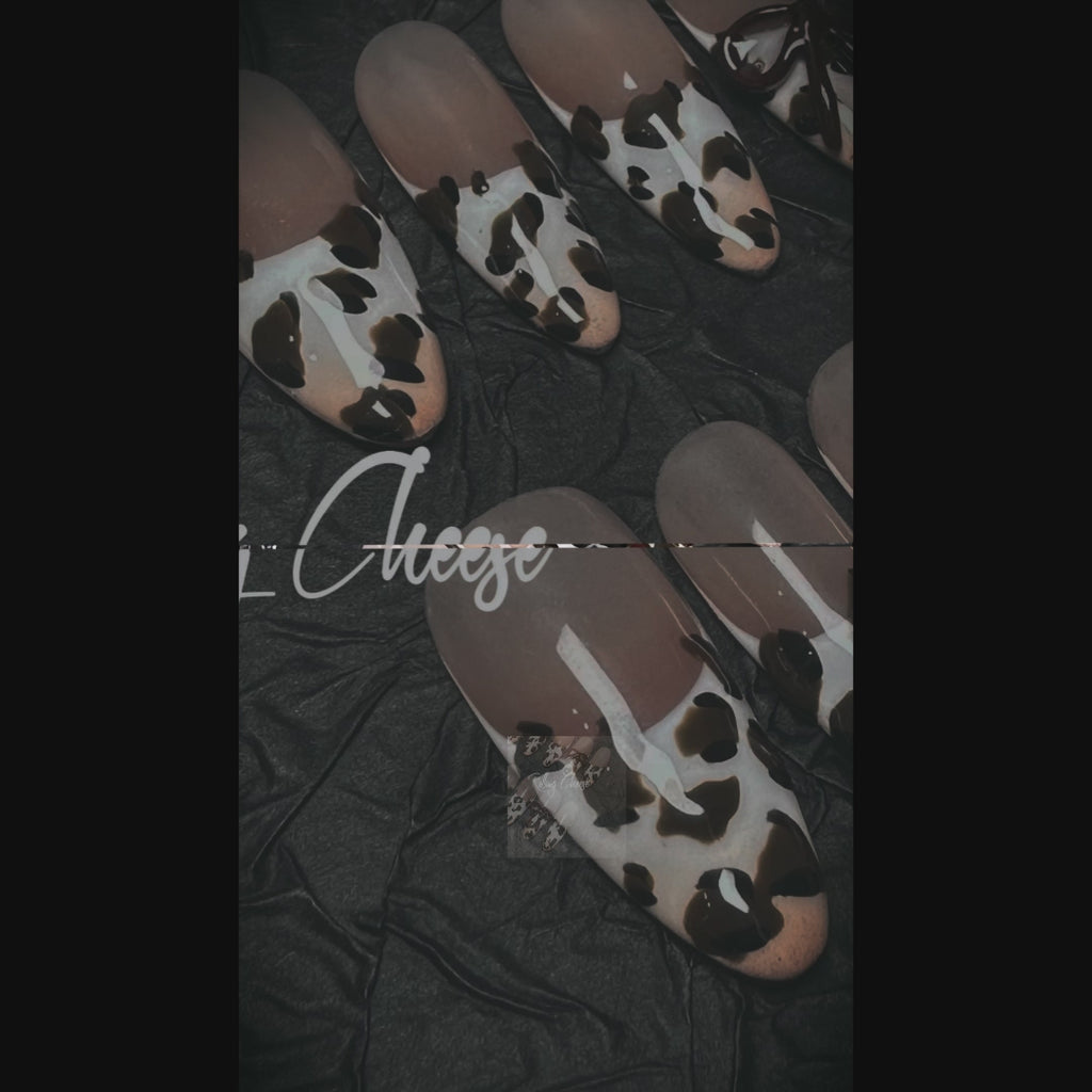 🐆 Leopard Print Press-On Nails with 3D Glossy Bows – Nude Almond Set